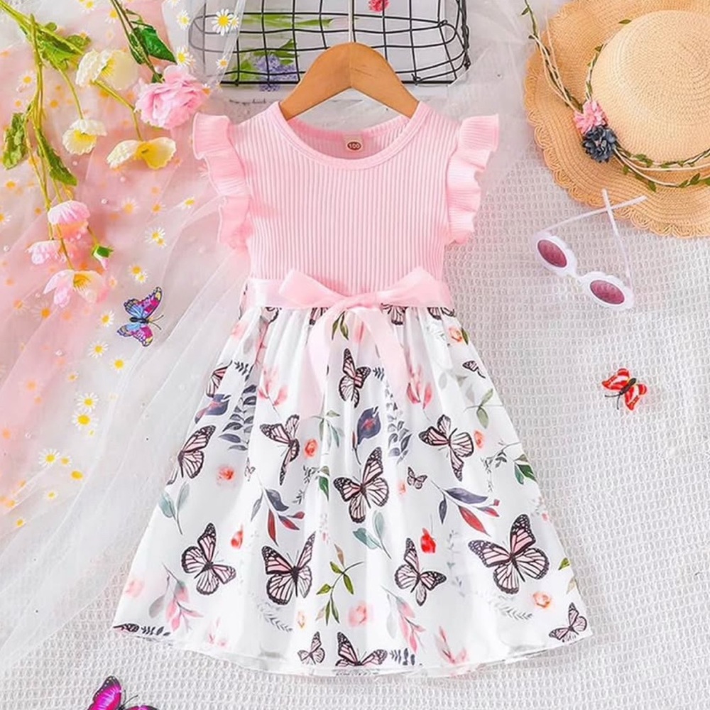 Toddler Girls Butterfly Summer Dress, Size 3-4Y